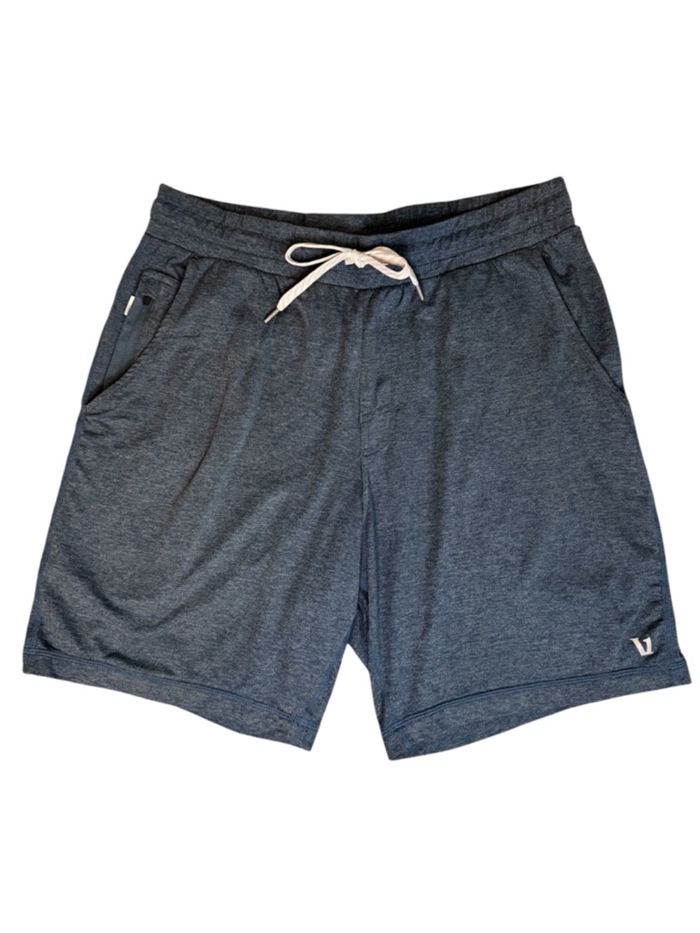 Vuori Ponto Shorts Men’s Small Heather Blue Gray 7” Inseam Zip Pocket